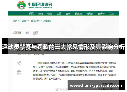 运动员禁赛与罚款的三大常见情形及其影响分析